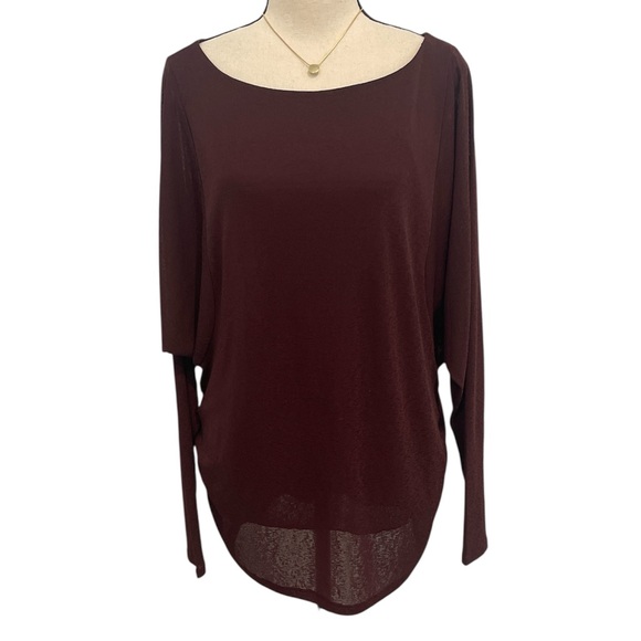 Coldwater Creek | Burgundy long sleeve Stretchy Sheer Top Sz 1X - Picture 1 of 9